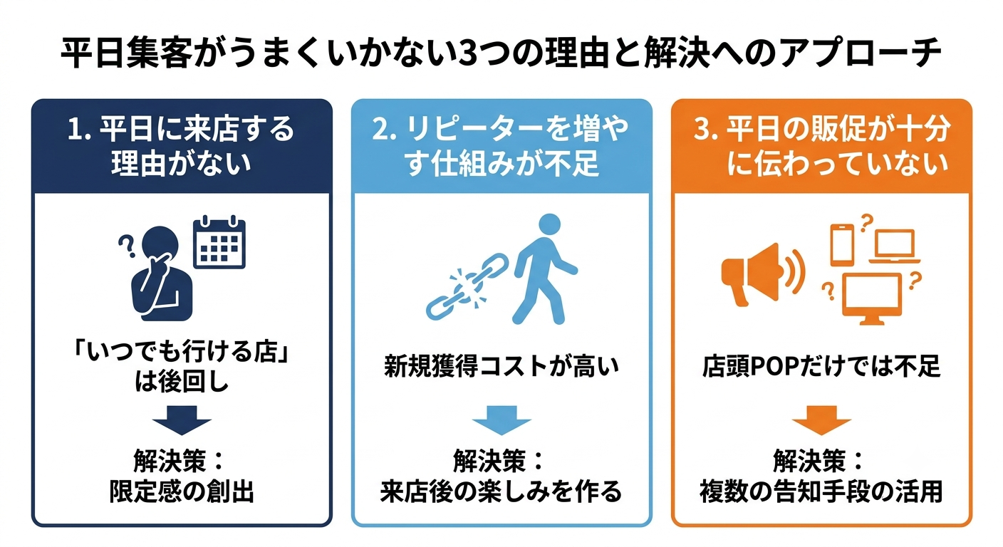 平日集客がうまくいかない3つの理由